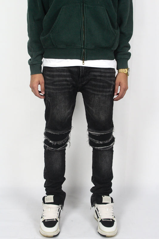 Dark Washed Denim Zip Jeans